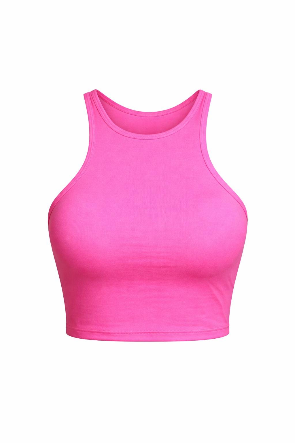 Hot Pink Crop Top, Women’s Athletic Crop Top, Pink Workout Top, Racerback Crop Tank, Gym Outfit Top