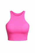 Hot Pink Crop Top, Women’s Athletic Crop Top, Pink Workout Top, Racerback Crop Tank, Gym Outfit Top