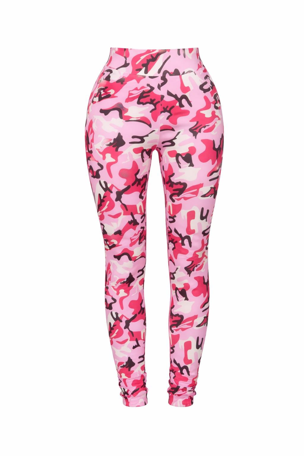 Pink Camo Leggings, Women’s Workout Leggings, Camouflage Gym Pants, Pink Athletic Leggings, Activewear Bottoms