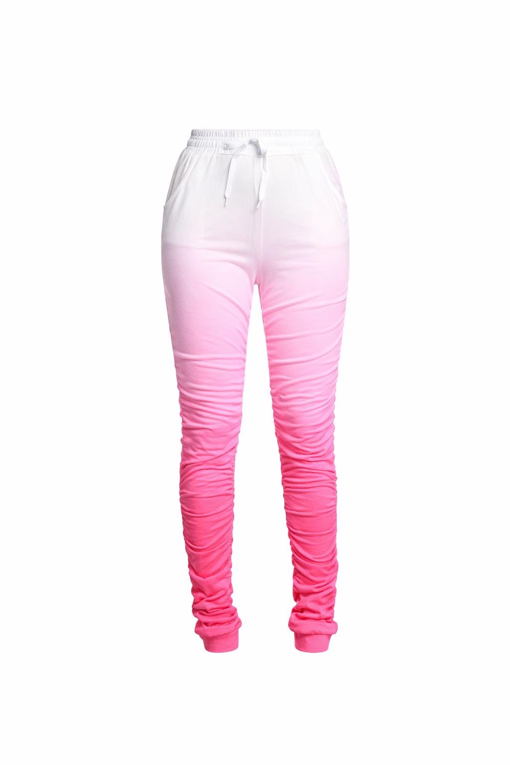 Pink Ombre Joggers, Gradient Sweatpants, Women’s Pink Lounge Pants, Casual Jogger Pants, Athleisure Bottoms